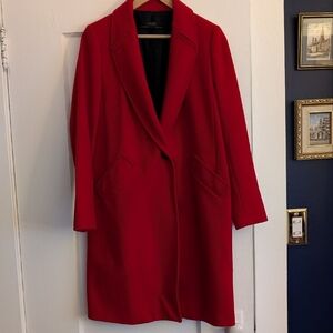 Zara Women's Red Wool Blend Coat